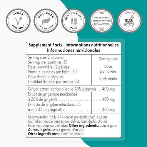 Supersmart - Super Gingerols 400mg per Day (High Potency 20% Gingerol) - Ginger
