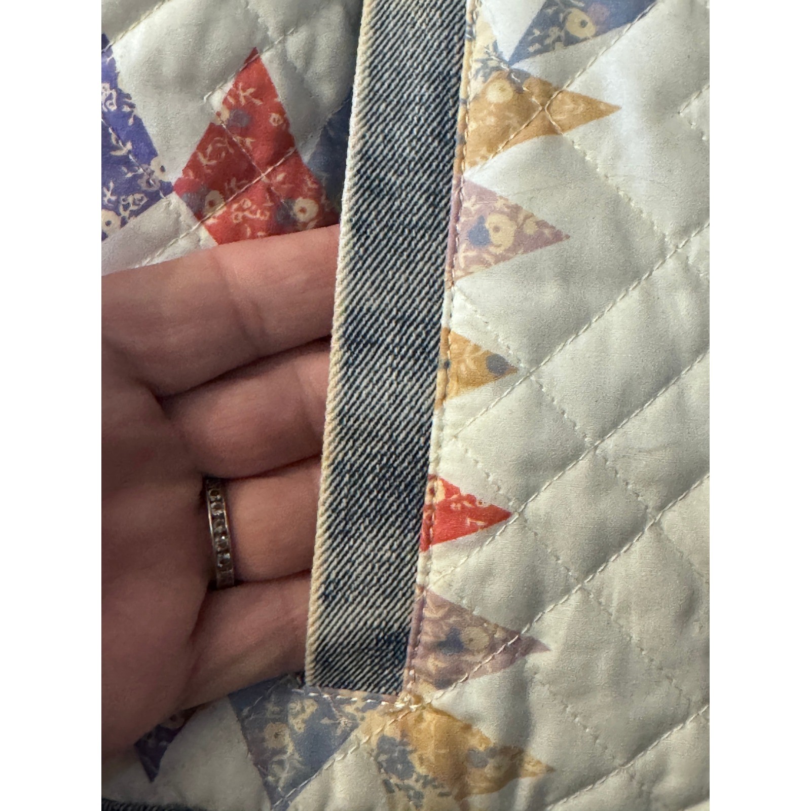 BLANKNYC Quilted Denim Jacket Patchwork Geometric… - image 6