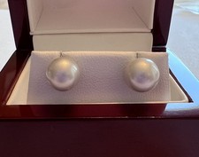 14K Yellow Gold Cultured Freshwater Light Gray Pearl 7 mm Stud Earrings
