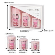 Pack of 3 Rose/Lavender Scented Candles Set Fragrance Gift Box for Home Decor