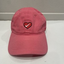 Nike Toddler Hat Pink Swoosh Logo Heart Baseball Cap Strapback One Size 2-4T