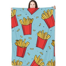 French Fries Blanket Gifts for Adults and Kids Funny Food Throw Blankets for ...