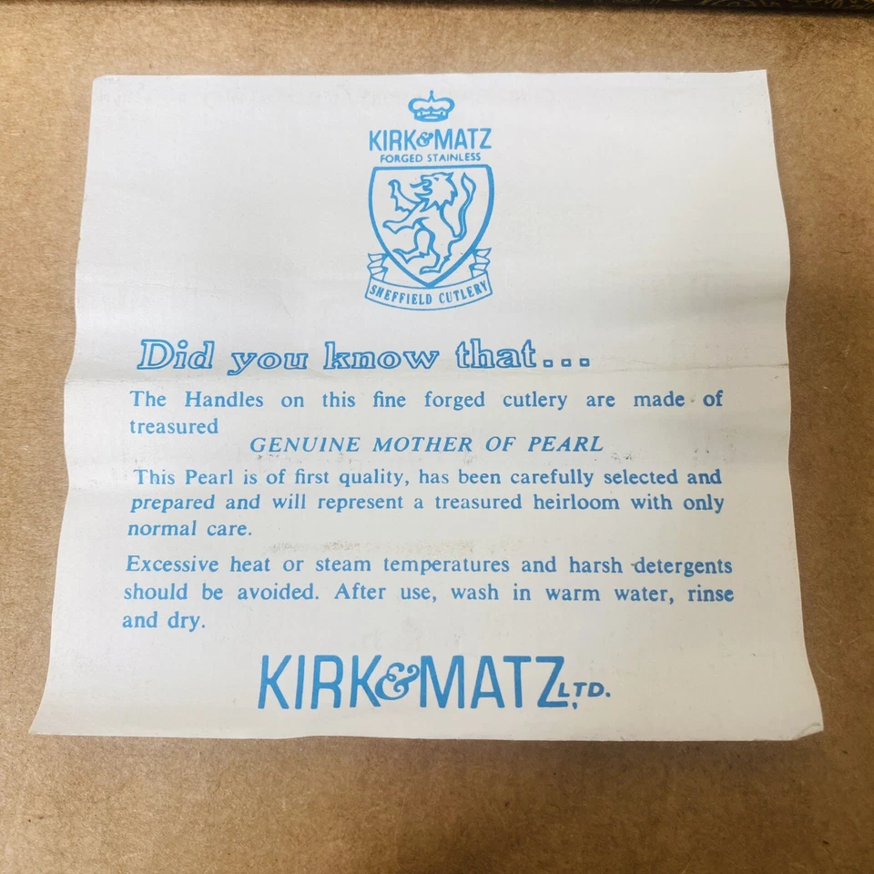 Tenedor de Cóctel De Colección Mango Madreperla Kirk and Matz con Estuche Original Foto 2 de 4