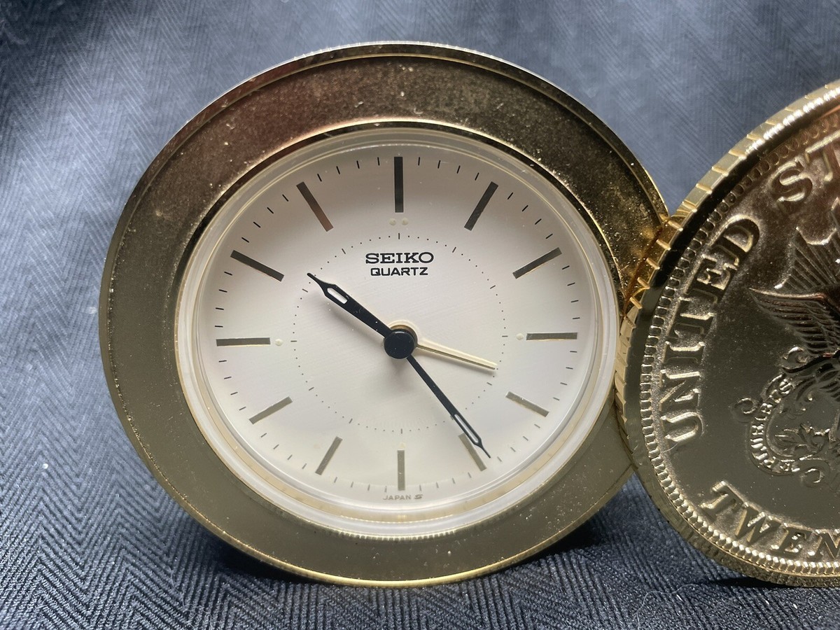 Seiko Quartz Presidential Seal Travel Coin Alarm Clock | eBay