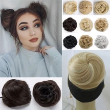 Women Real Natural Pony Tail Scrunchie Clip in Hair Bun Hairpiece Hair Extension