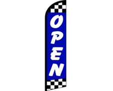 Open Blue / White With Checkered Windless Banner Advertising Marketing Flag