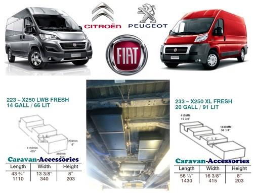 91L & 66L Untertisch Frisch- & Abwassertank Set NUR für Ducato, Boxer, Relais L4