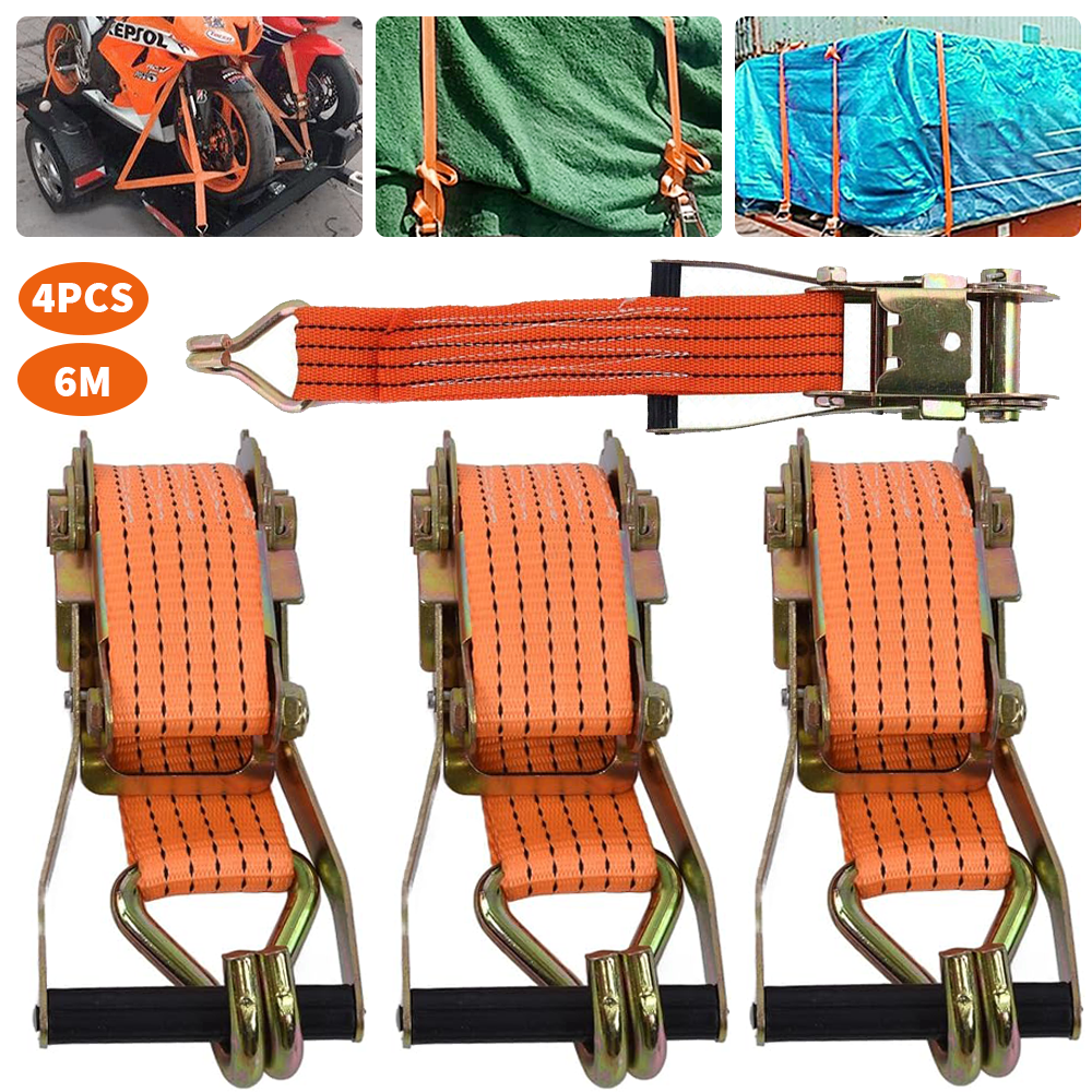 Teis Rachet 4X Heavy Duty Ratchet Ties Down Straps 50mm-6-Meter Lashing Cargo ...