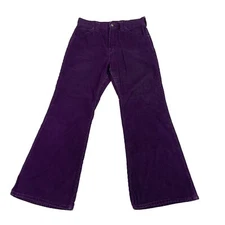 Womens 28 x 27 Vintage Hillbilly Corduroy Bell Bottom Trousers Pants Purple 70’s