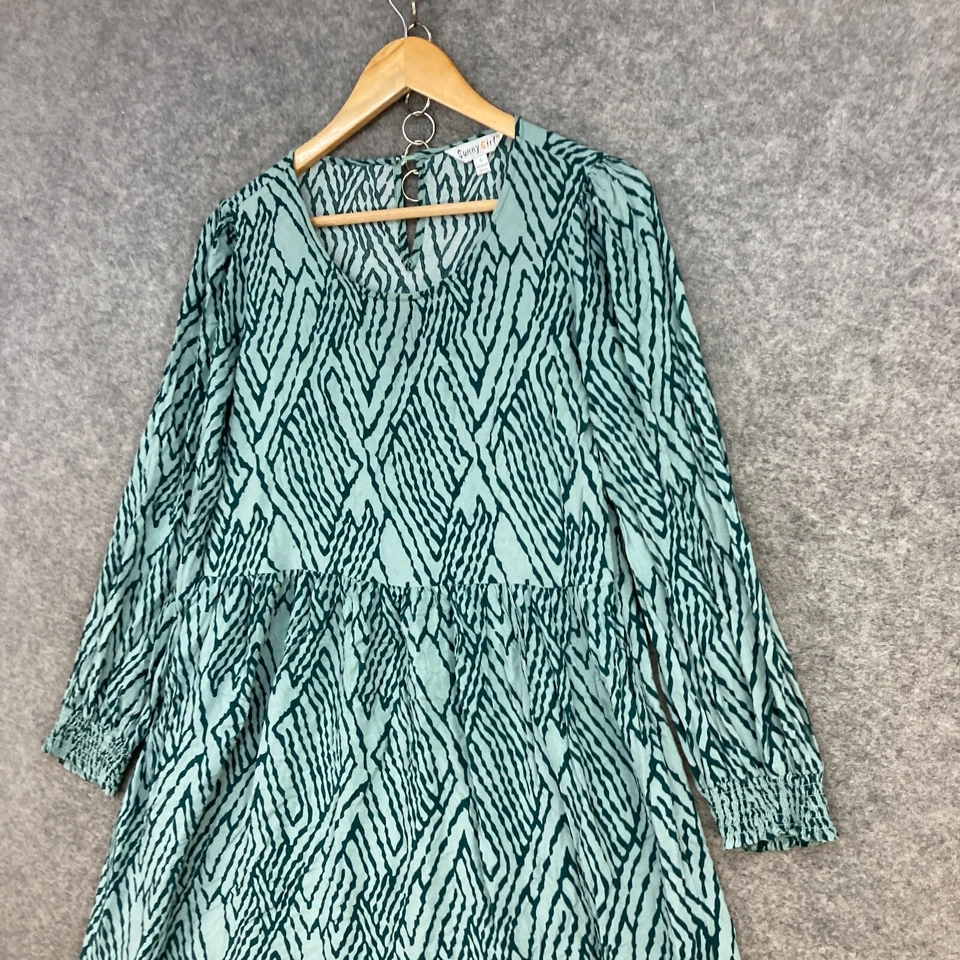 Vestido midi Sunny Girl para mujer talla S pequeño verde manga larga cuello redondo 44827 Foto 2 de 4