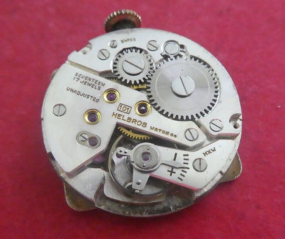 Helbros 101 FHF 70 Mechanical (Manual) Watch Movements17 JEWELS for parts (E64)