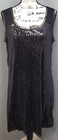 Nicole Miller Sheath Dress Women's L Black Sequin Polyester Sleeveless Pullover