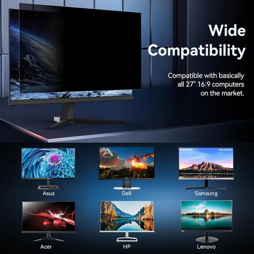 27 Inch Computer Privacy Screen Filter for 16:9 Aspect Ratio Monitor, Anti Blue - 第 5/7 張圖片