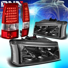 For 03-07 Chevy Silverado Blackclear Corner Headlightchrome Red Led Tail Lamp