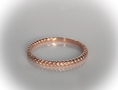 14k Rose Gold Twist Band Ring, Stacking Band, Midi Ring mm