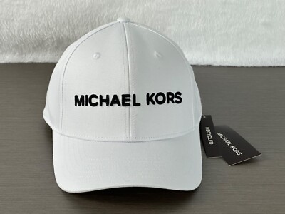 Michael Kors Men's White Embroidered Baseball Cap Hat Adjustable Strap  NWT
