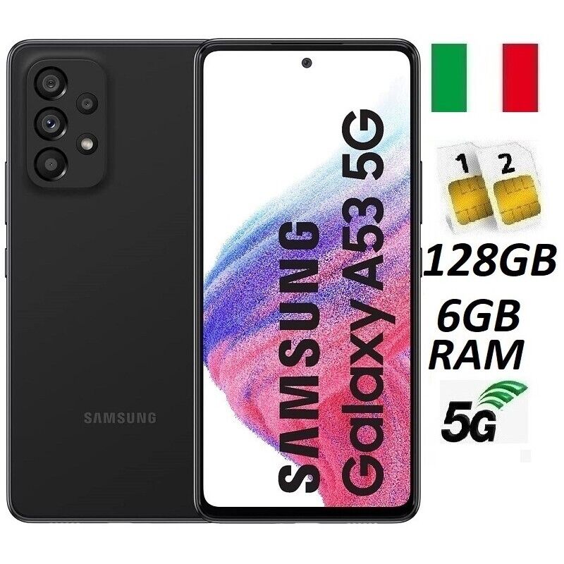 SAMSUNG GALAXY A53 5G DUAL SIM SM- A536B DS 128GB RAM 6GB BLACK ITALIA BRAND