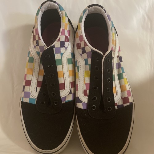 rainbow checkered vans size 4