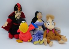 Aladdin Walt Disney ABU Iago Jafar Jasmine 4Pc Plush Bean Bag Dolls 6-10" Clean