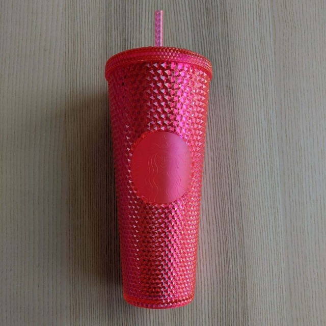 starbucks 2019 holiday studded tumbler neon pink