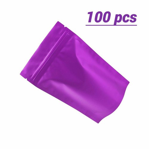 Borsa stand up 4x6 pollici opaca trasparente anteriore viola posteriore lamina Mylar richiudibile con macchina - Foto 9 di 14