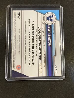 Tyler Burton 2023-24 Bowman University Chrome Basketball Lava Auto