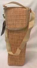 KIKKERLAND Wicker Print Wine Cooler Bag Insulated Bottle Beverage Carrier NEW