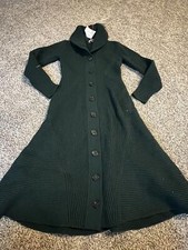 womens alexander mcqueen Ribbed Wool Cashmere forest green sweater dress size M 