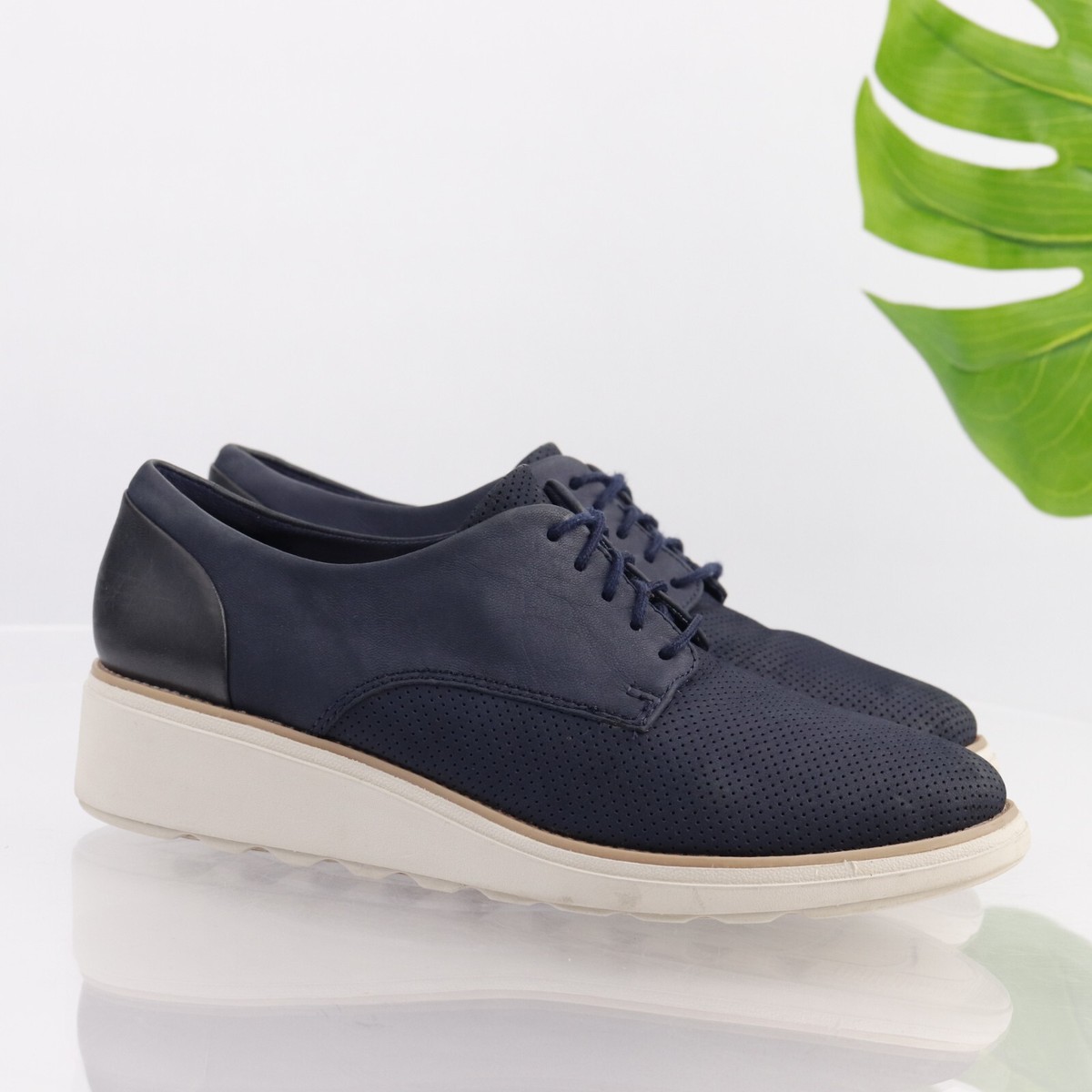 Clarks Blue and White Oxfords with Casual Elegance Clarks Blue shoes lace up oxfords casual Sneaker Shoes  main image 4