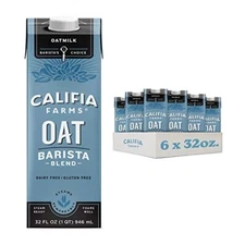 Califia Farms - Oat Barista Blend Oat Milk 32 Oz Pack of 6 Shelf Stable Dairy...