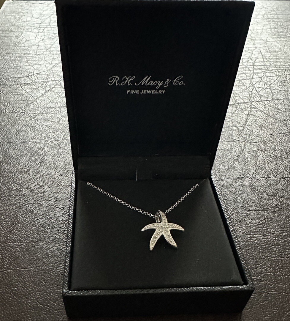 Starfish Pendant Necklace Diamond 1/6 ct Sterling Silver Macys Fine  Jewelry