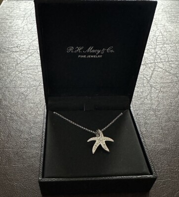 Starfish Pendant Necklace Diamond 1/6 ct Sterling Silver Macys Fine  Jewelry