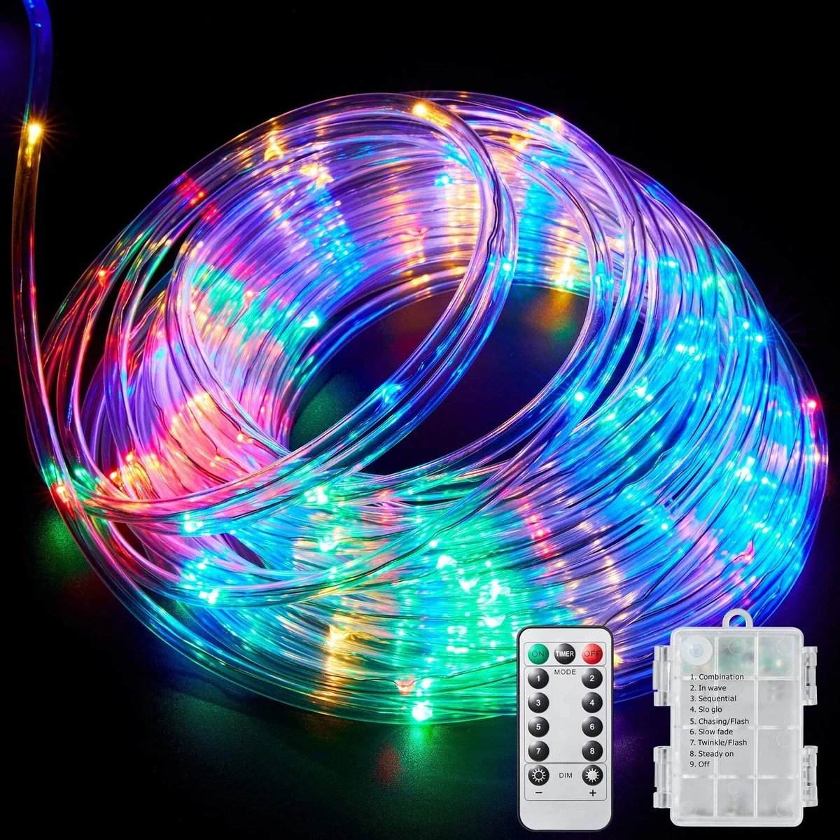 3 pack 46 LED Rope Lights Outdoor String Light Battery Powered