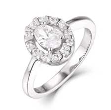 Oval 925 Sterling Silver Diamond Engagement Ring Wedding Band Size 3-14 SR5279