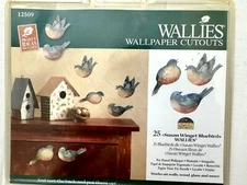 25 Bluebirds Blue Bird Border Pre Pasted Wallies Wallpaper Cutouts Wall Decor