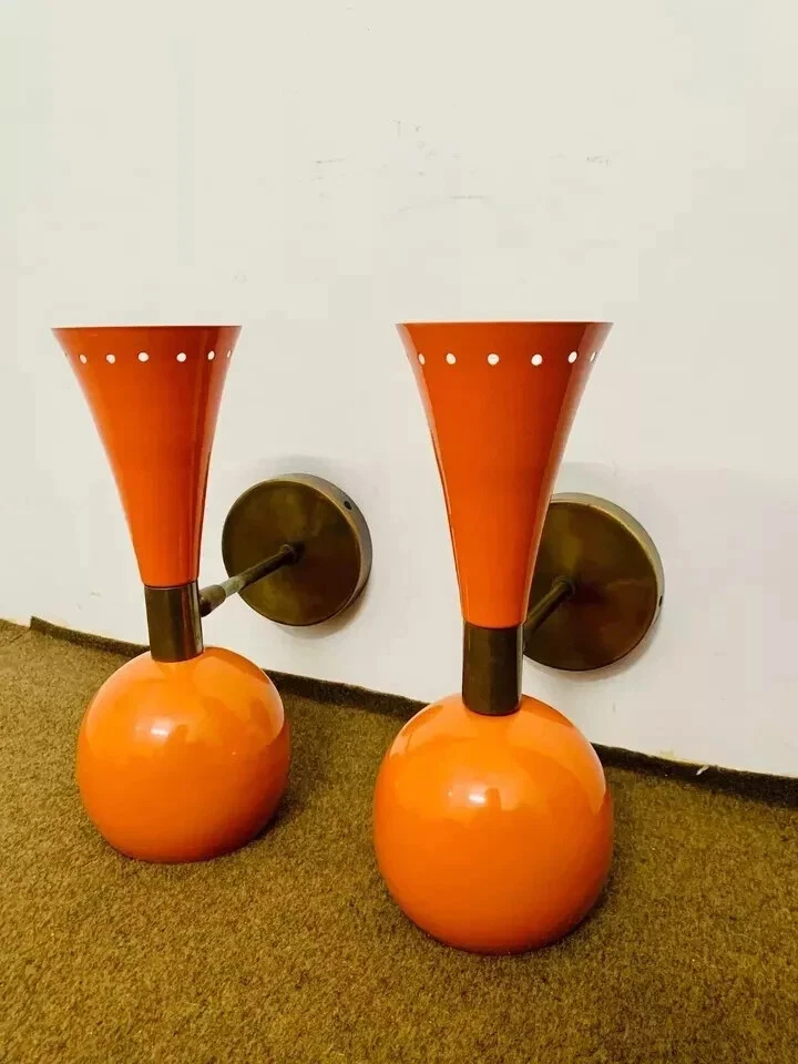 Aplique de pared tradicional naranja brillante aplique lámparas de pared italiano Stilnovo Foto 3 de 4