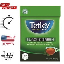 Tetley Tea Bags, Black and Green, 72 Count Packaging may vary Free Fast Ship