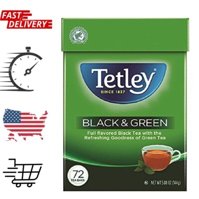 Tetley Tea Bags, Black and Green, 72 Count (Packaging may vary) Free Fast Ship