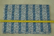 By 1/2 Yd, Light-Pink Blue Cream Floral Stripes on Blue Quilt Cotton, M4706