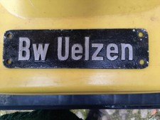 Lokschild von Dampflok Bw Uelzen,  G Al Mg 3( Cu )  6 x 22 cm, Stärke 3,5 mm