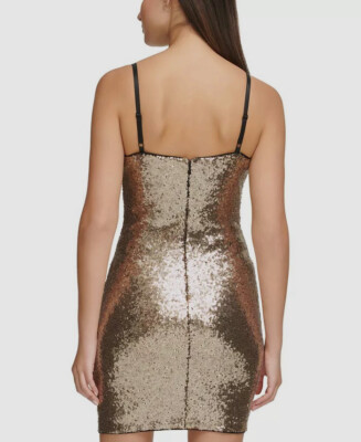 Guess Womens Sequined Above Knee Cocktail And Party Dress Gold 10 Guess Womens Sequined Above Knee Cocktail And Party Dress Gold 10