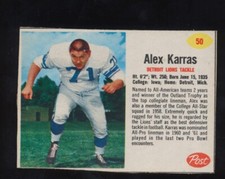 1962 Post Cereal Football   Alex Karras  # 50   Set Break