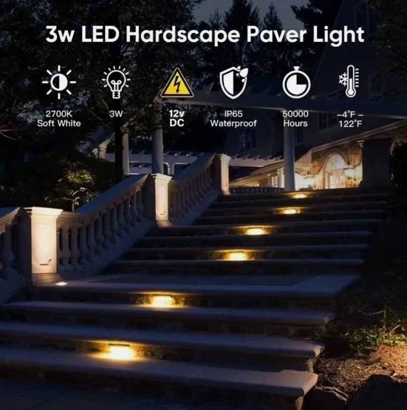 Naotea 8-Pack 4-Inch Hardscape Lighting – RGBW LED Outdoor Pathway Lights - Image 3 of 4