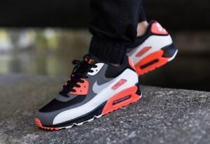 Nike Air Max 90 Essential Black Red New Men S Trainers Size 9 Uk New In Box Ebay