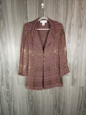 Christine Laure Womens Blazer Jacket Patterned 3 Button Long Sleeves Fr 40