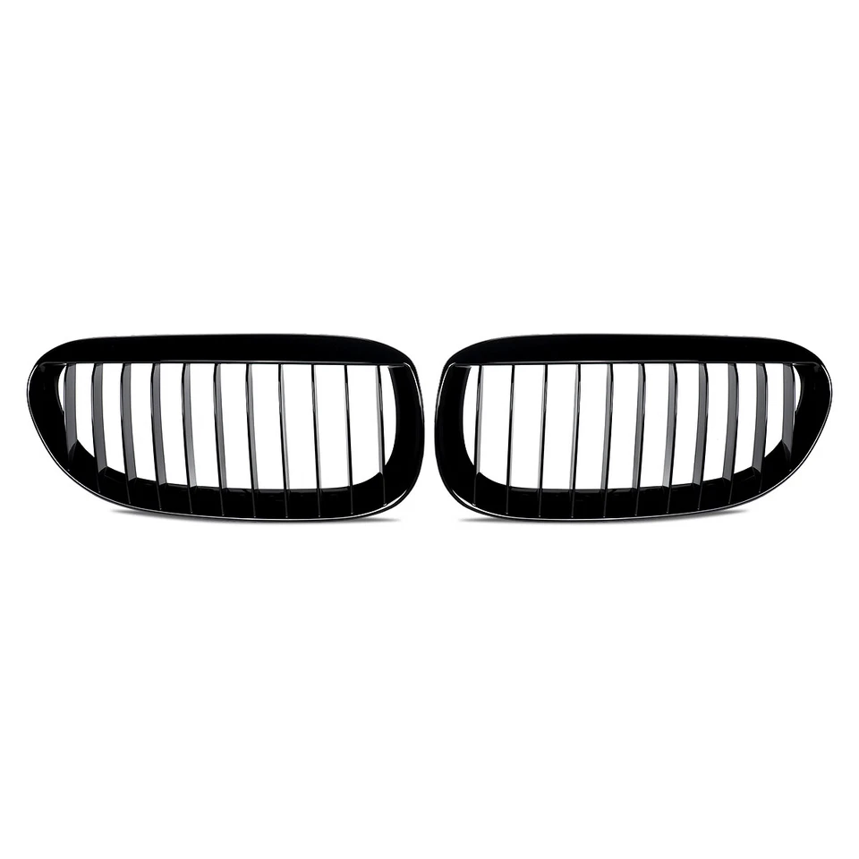 For 2004-2010 BMW E63 E64 M6 645Ci 650i 2D Gloss Black Front Kidney Grill Grille — 第 3/4 张图片