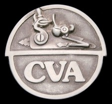 LK08105 GREAT 1978 VINTAGE CVA CONNECTICUT VALLEY ARMS GUN PEWTER BUCKLE