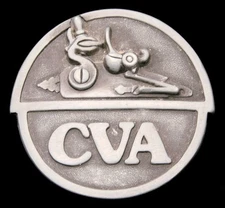 LK08105 GREAT 1978 VINTAGE ***CVA*** CONNECTICUT VALLEY ARMS GUN PEWTER BUCKLE