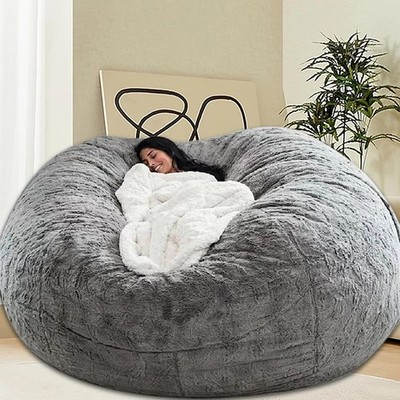 Bean Bag Chair Adults Kids Without Filling Comfy Fluffy Giant Round Beanbag Lazy