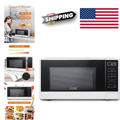Countertop Microwave Oven 1.1 Cu Ft White with 1100 Watts and Digital Controls